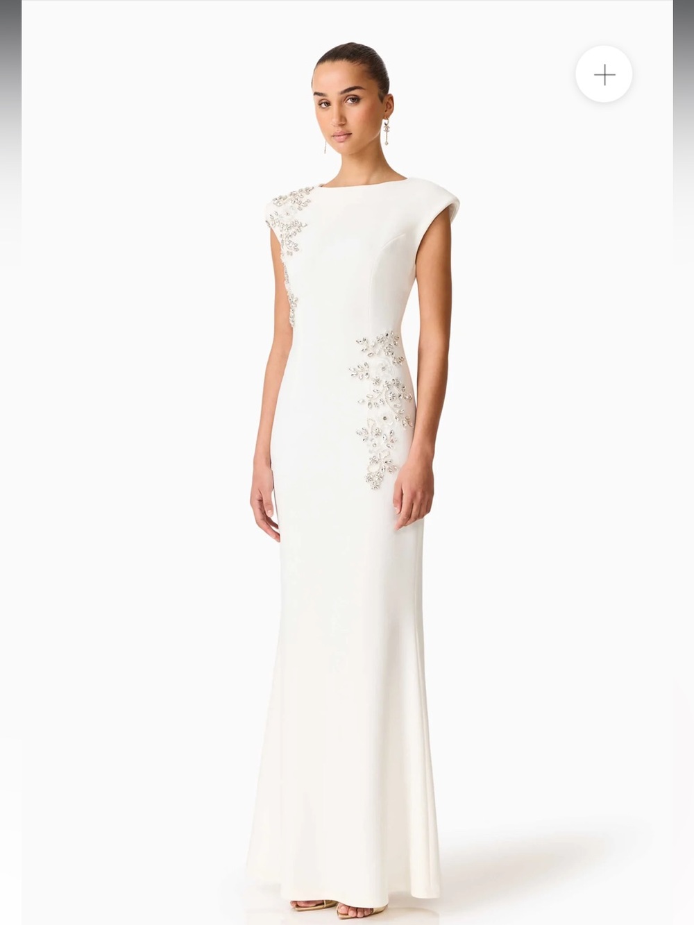 elliatt veda white 3d floral embellished diamante bridal gown maxi dress medium - Picture 5 of 14